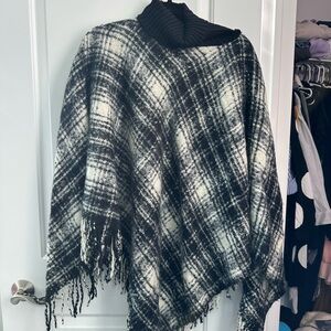 Ralph Lauren Black and Gray Knit Poncho